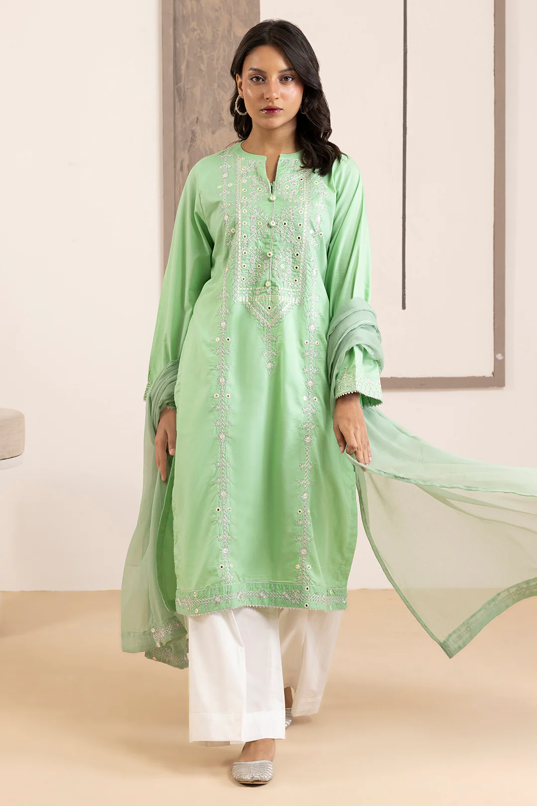 Embroidered Kurta Dupatta Trouser - 3341