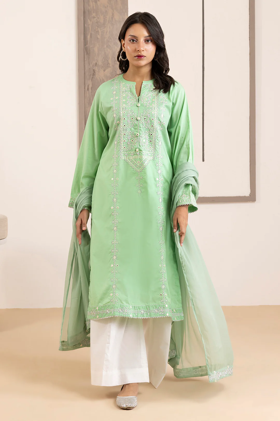 Embroidered Kurta Dupatta Trouser - 3341 - Image 6