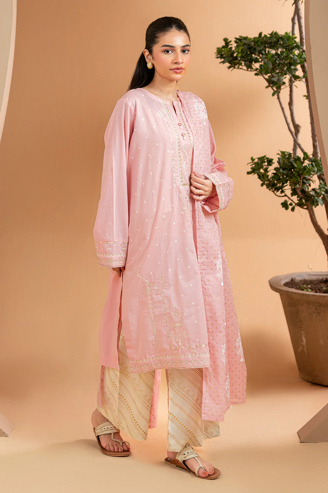 Embroidered Kurta Dupatta Trouser - 2500 - Image 3