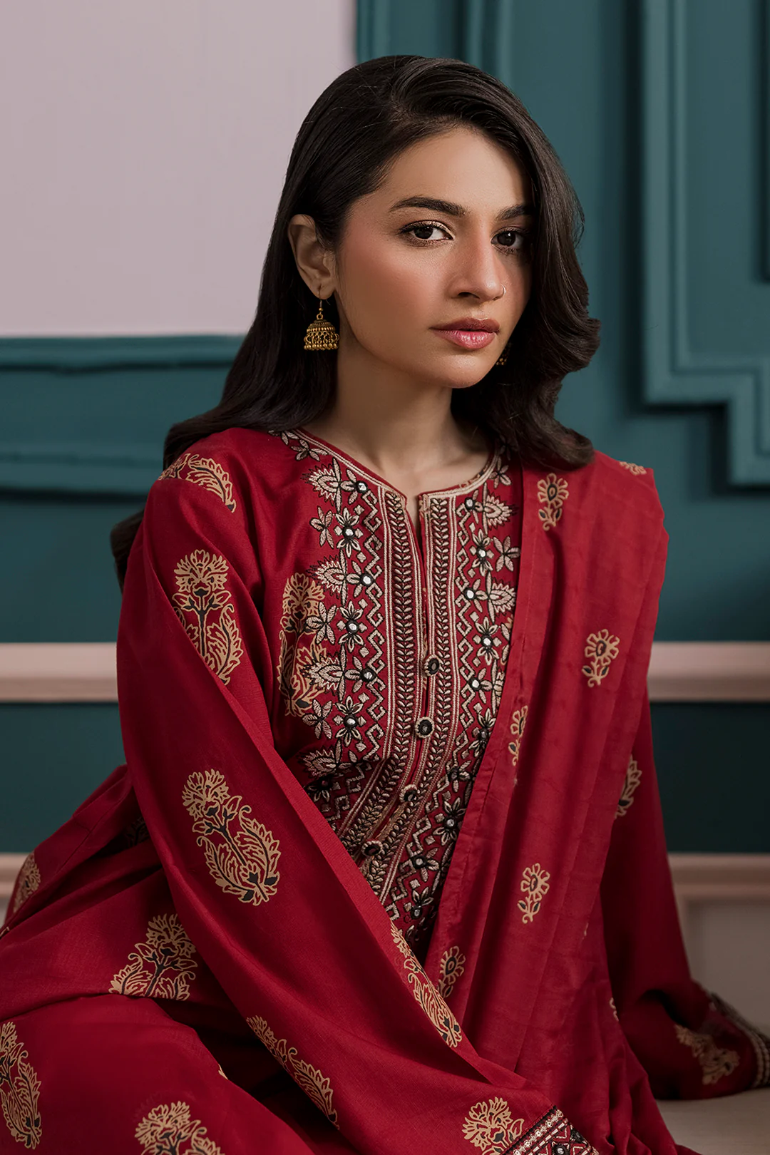 Embroidered Kurta Dupatta Trouser - 2503 - Image 2