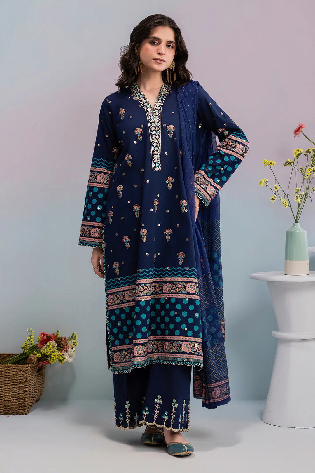 Embroidered Kurta Dupatta Trouser - 2510 - Image 4
