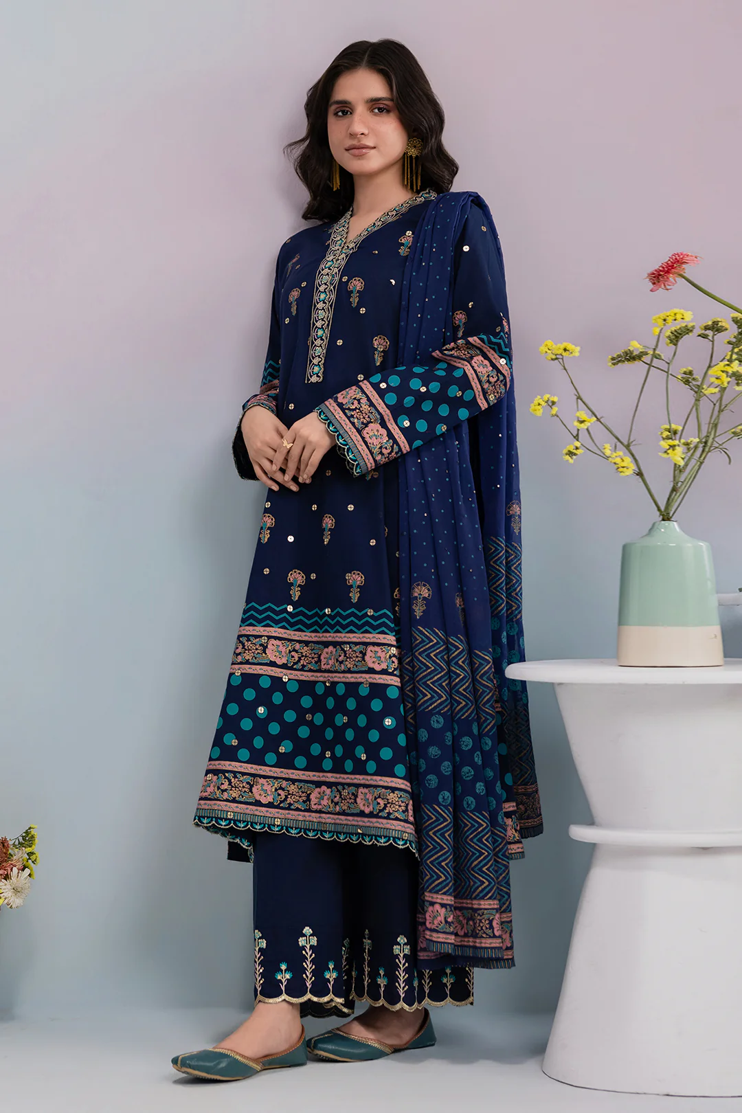 Embroidered Kurta Dupatta Trouser - 2510 - Image 7