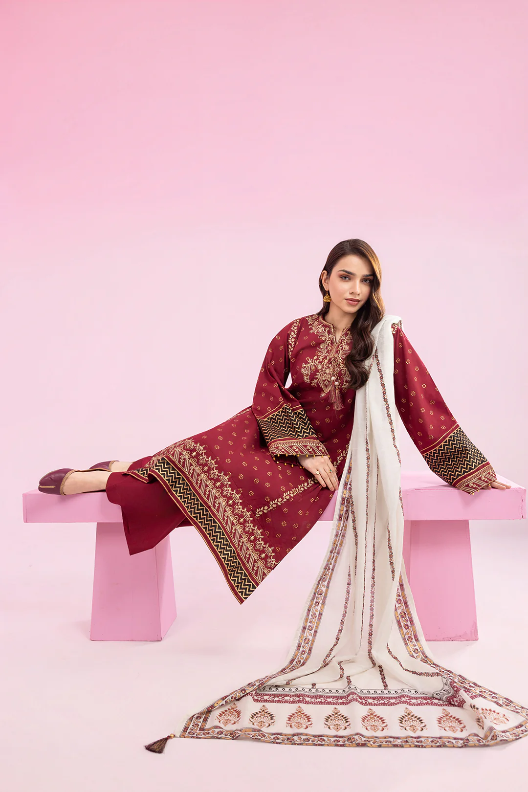 Embroidered Kurta Dupatta Trouser - 2512 - Image 11