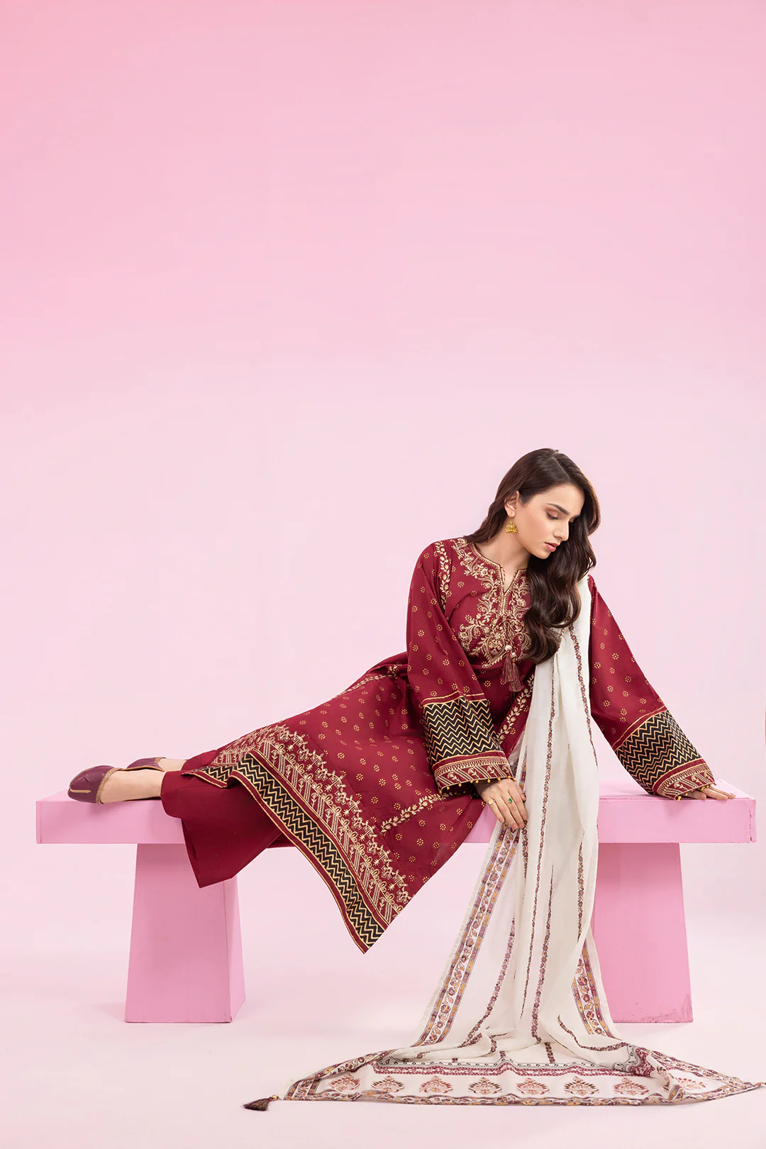 Embroidered Kurta Dupatta Trouser - 2512 - Image 14