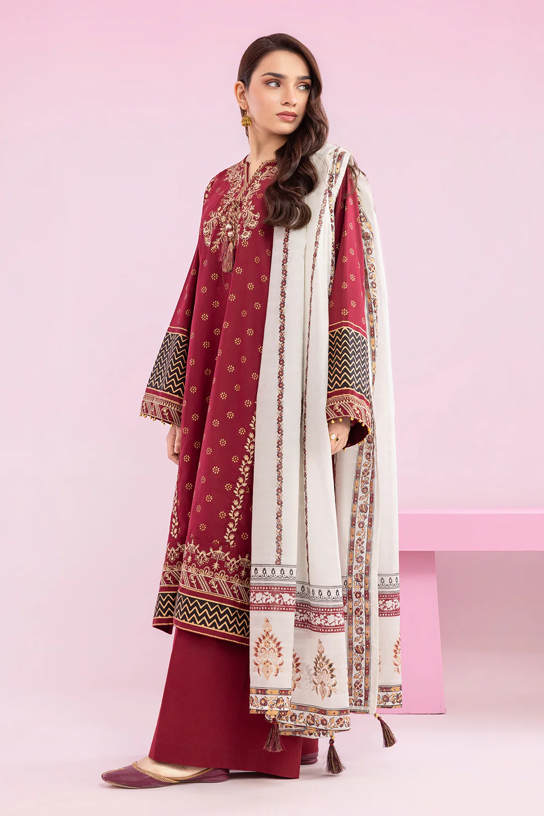 Embroidered Kurta Dupatta Trouser - 2512 - Image 3