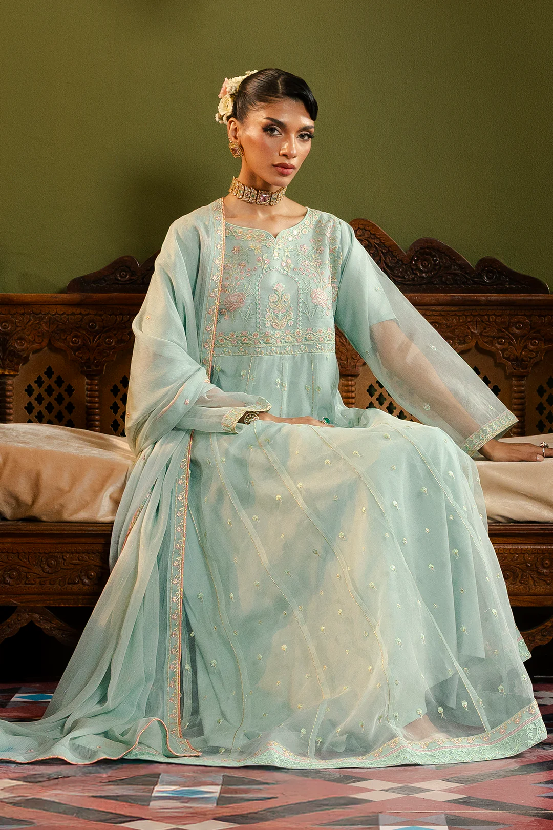Frock With Trousers & Dupatta - 0715 - Image 10
