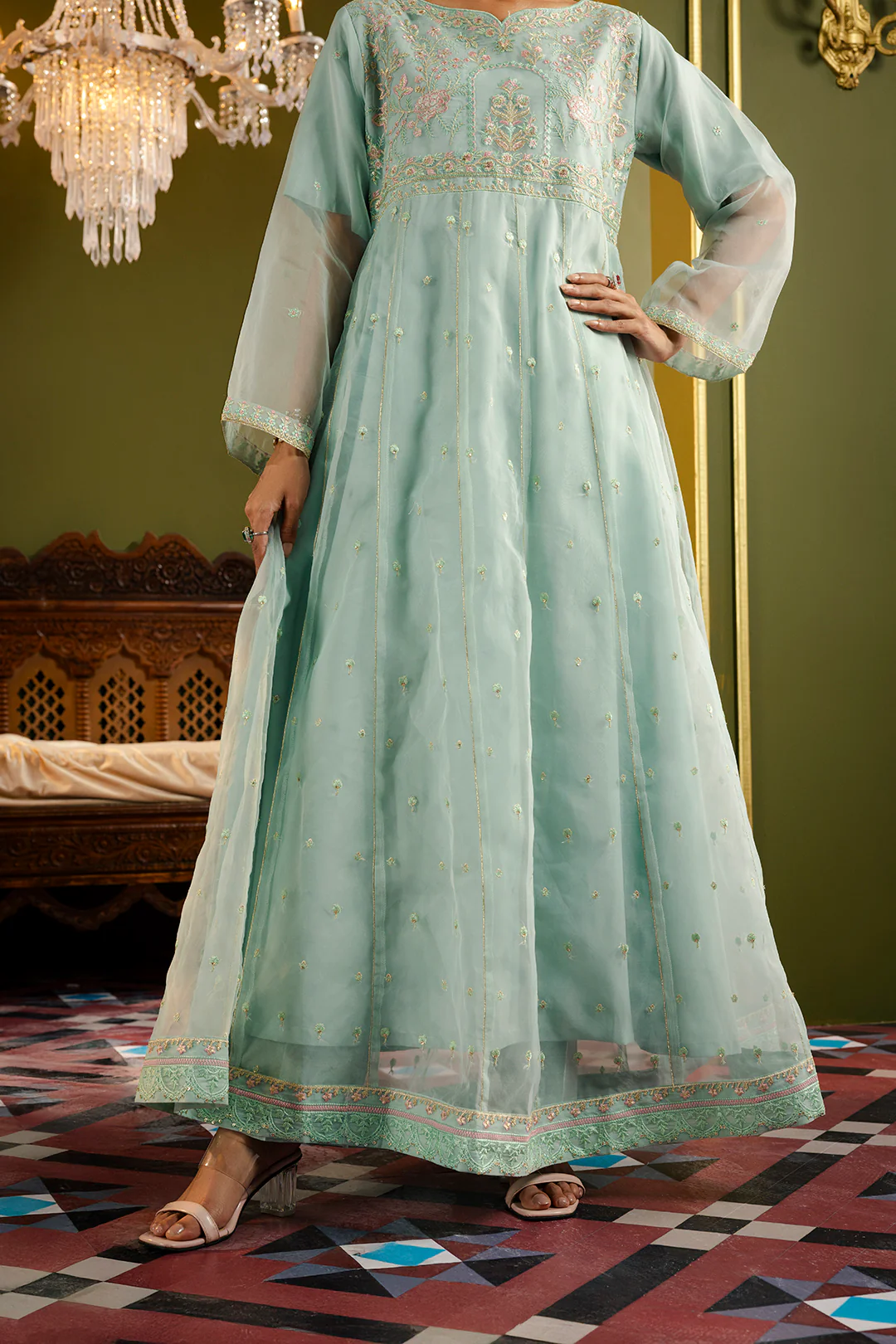 Frock With Trousers & Dupatta - 0715 - Image 12