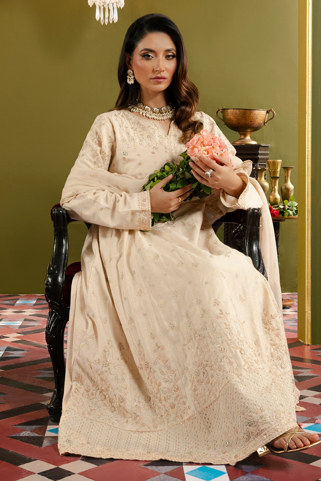 Frock With Dhaka Pajama & Dupatta - 0718 - Image 9