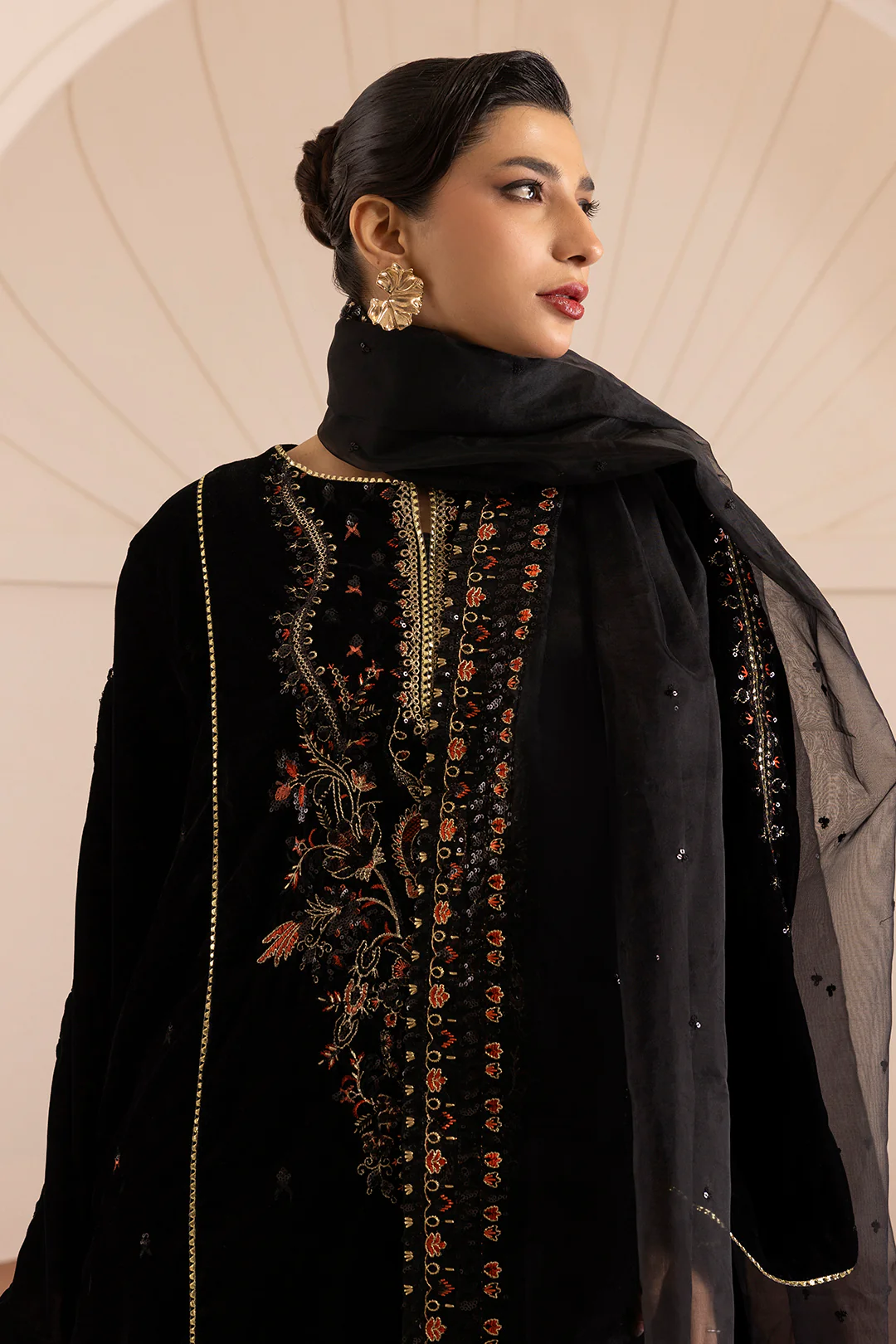 Embroidered Kurta Dupatta Trouser - 0731 - Image 7