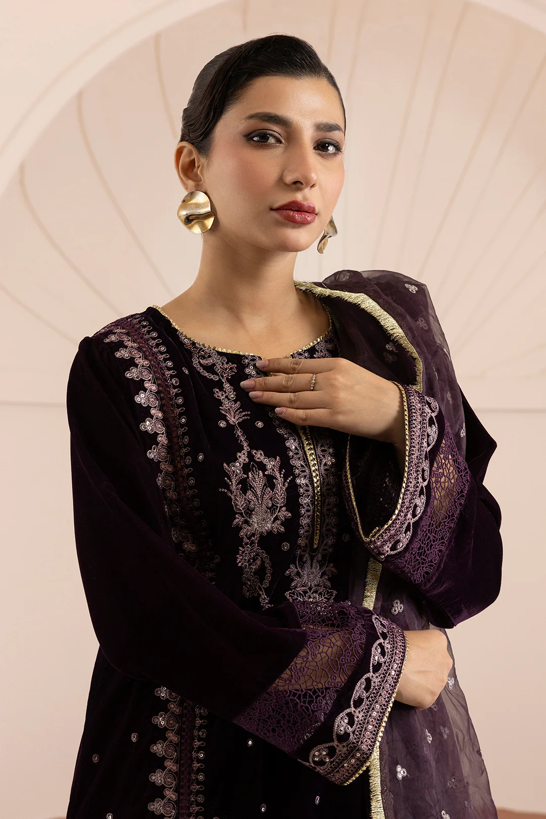 Embroidered Kurta Dupatta Trouser - 0734 - Image 2
