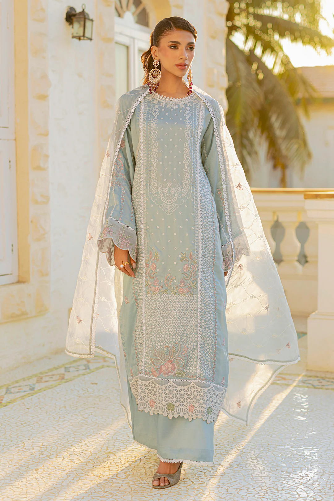 Embroidered Kurta Dupatta Trouser - 0739 - Image 3
