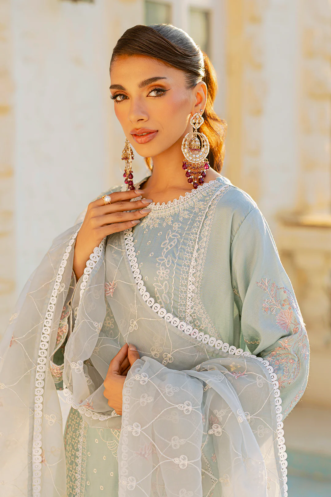 Embroidered Kurta Dupatta Trouser - 0739 - Image 7