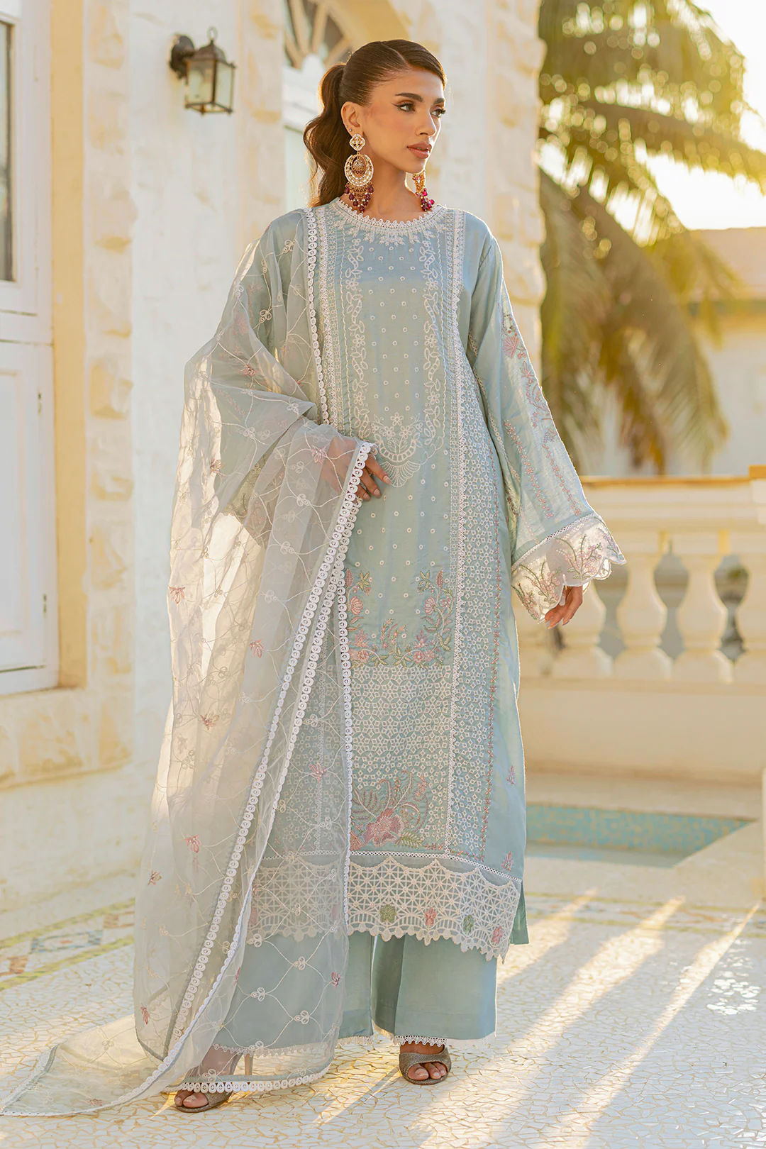Embroidered Kurta Dupatta Trouser - 0739 - Image 8