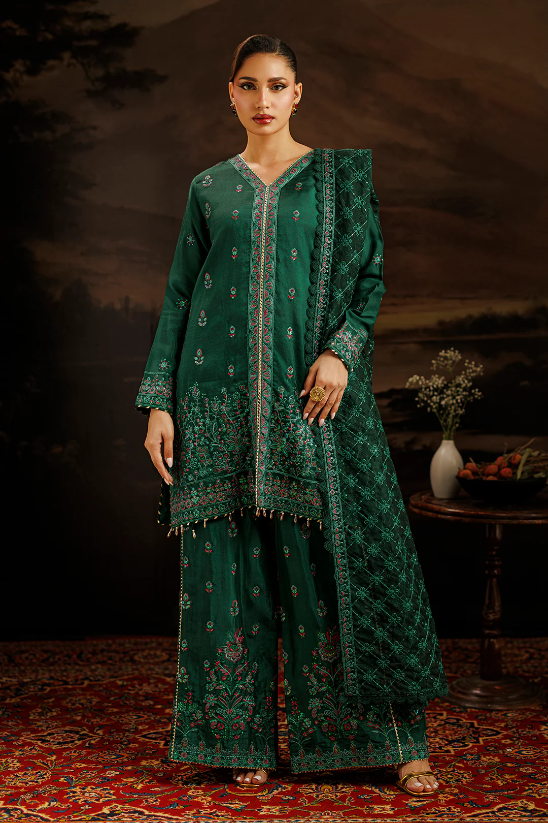 Embroidered Kurta Dupatta Trouser - 2735 - Image 3