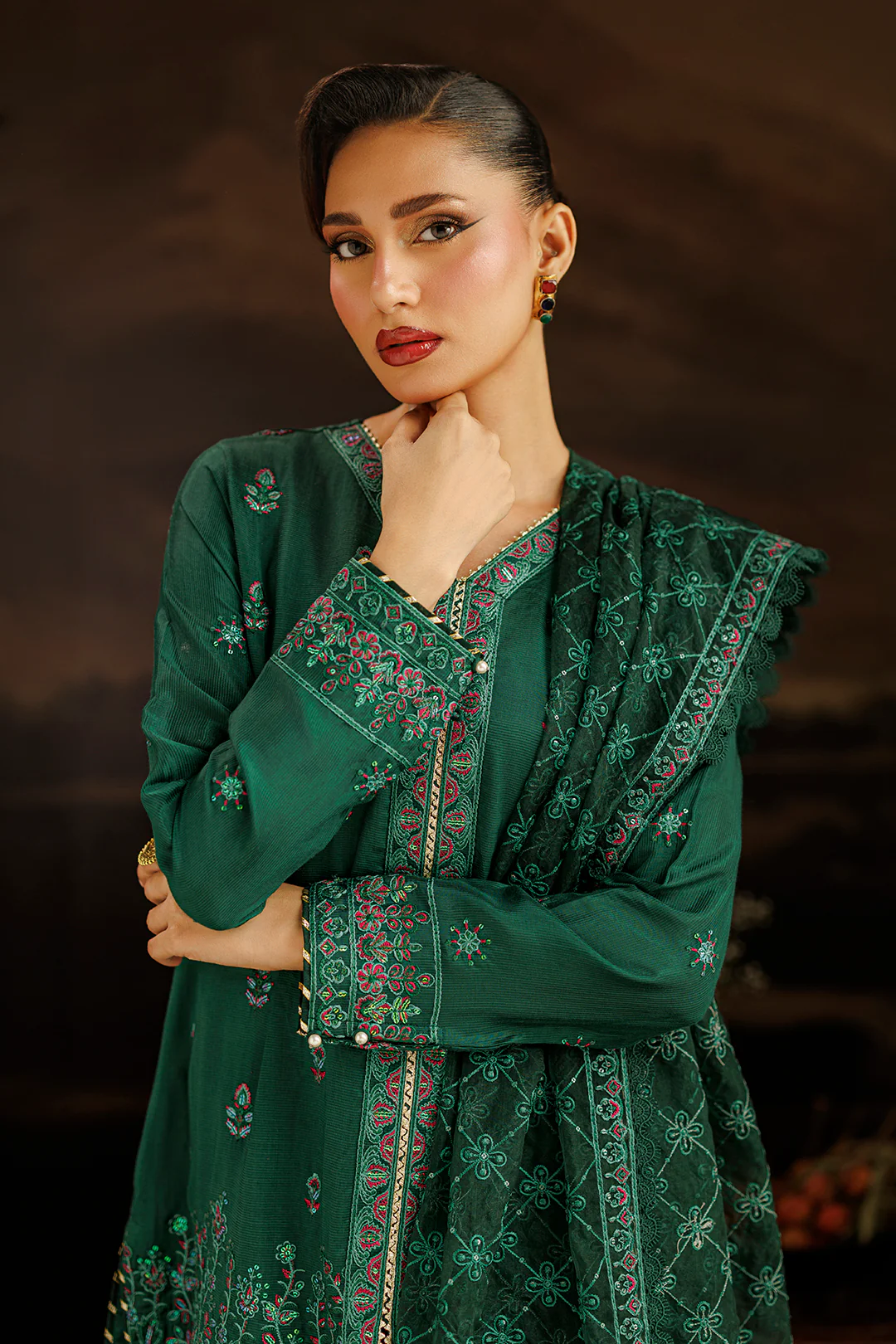 Embroidered Kurta Dupatta Trouser - 2735 - Image 5