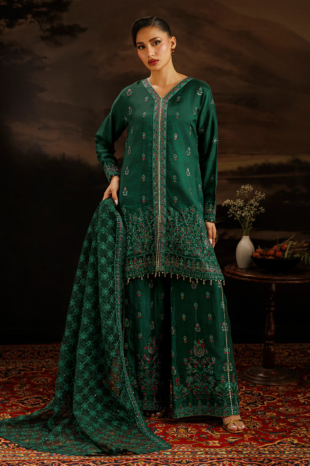 Embroidered Kurta Dupatta Trouser - 2735 - Image 6
