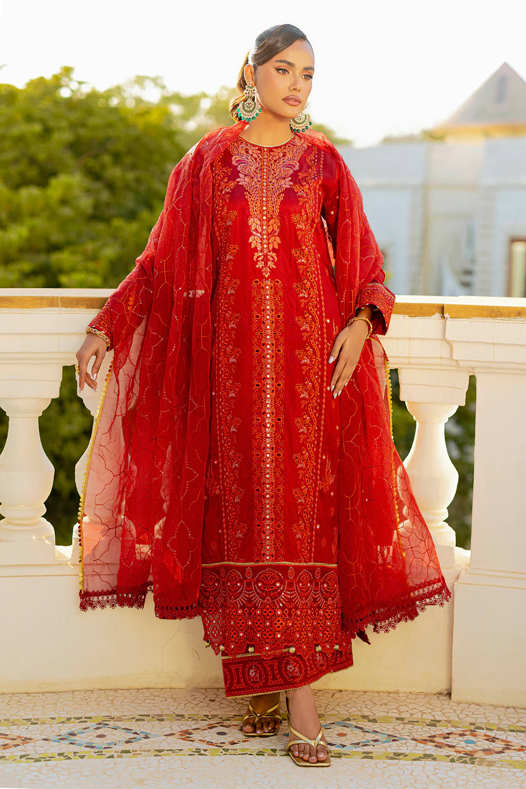 Embroidered Kurta Dupatta Trouser - 2740 - Image 3