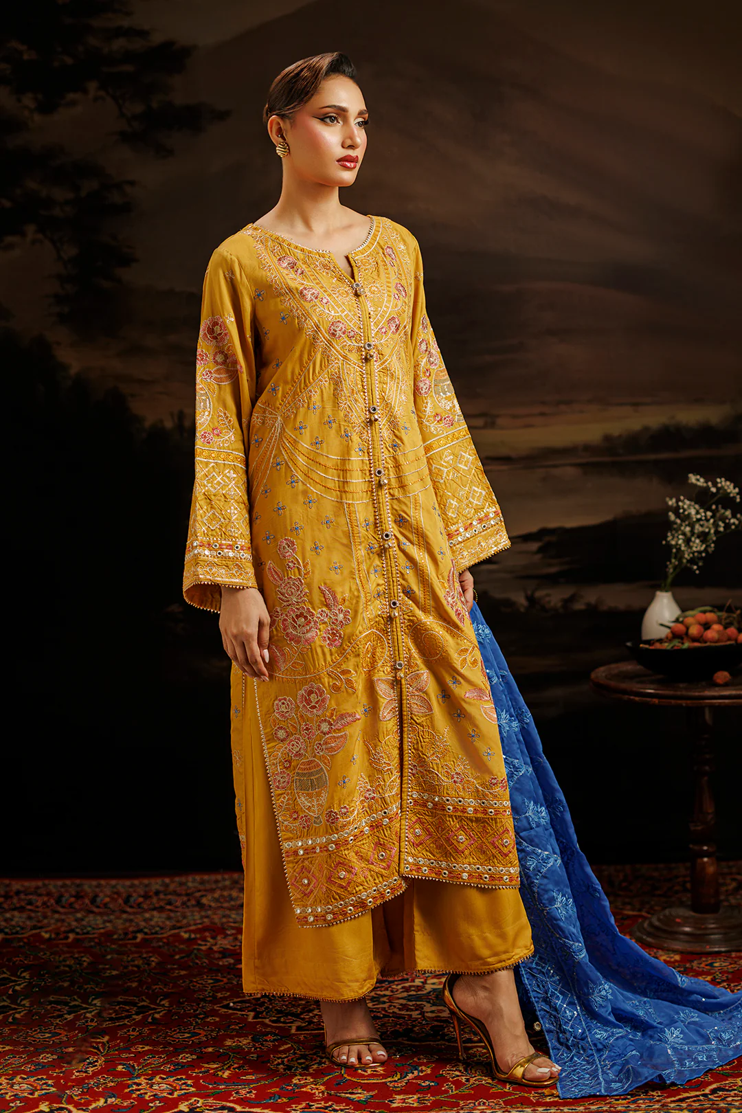 Embroidered Kurta Dupatta Trouser - 0760 - Image 4