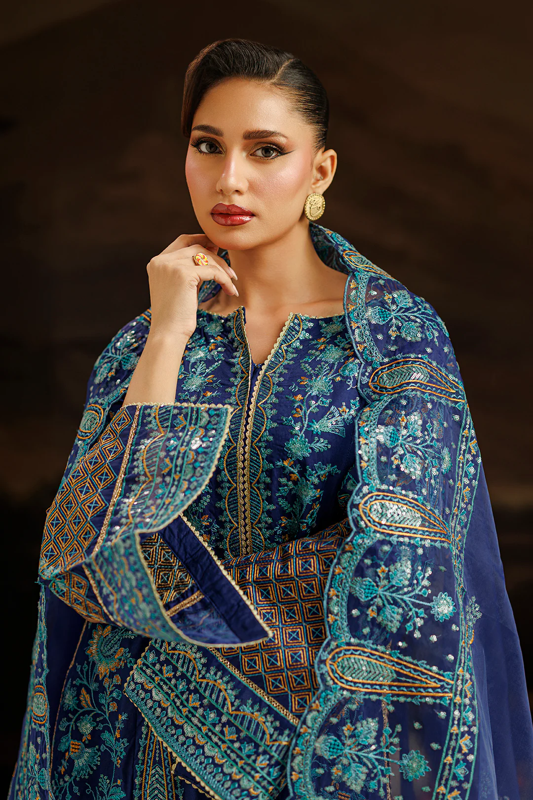Embroidered Kurta Dupatta Trouser - 0764 - Image 5