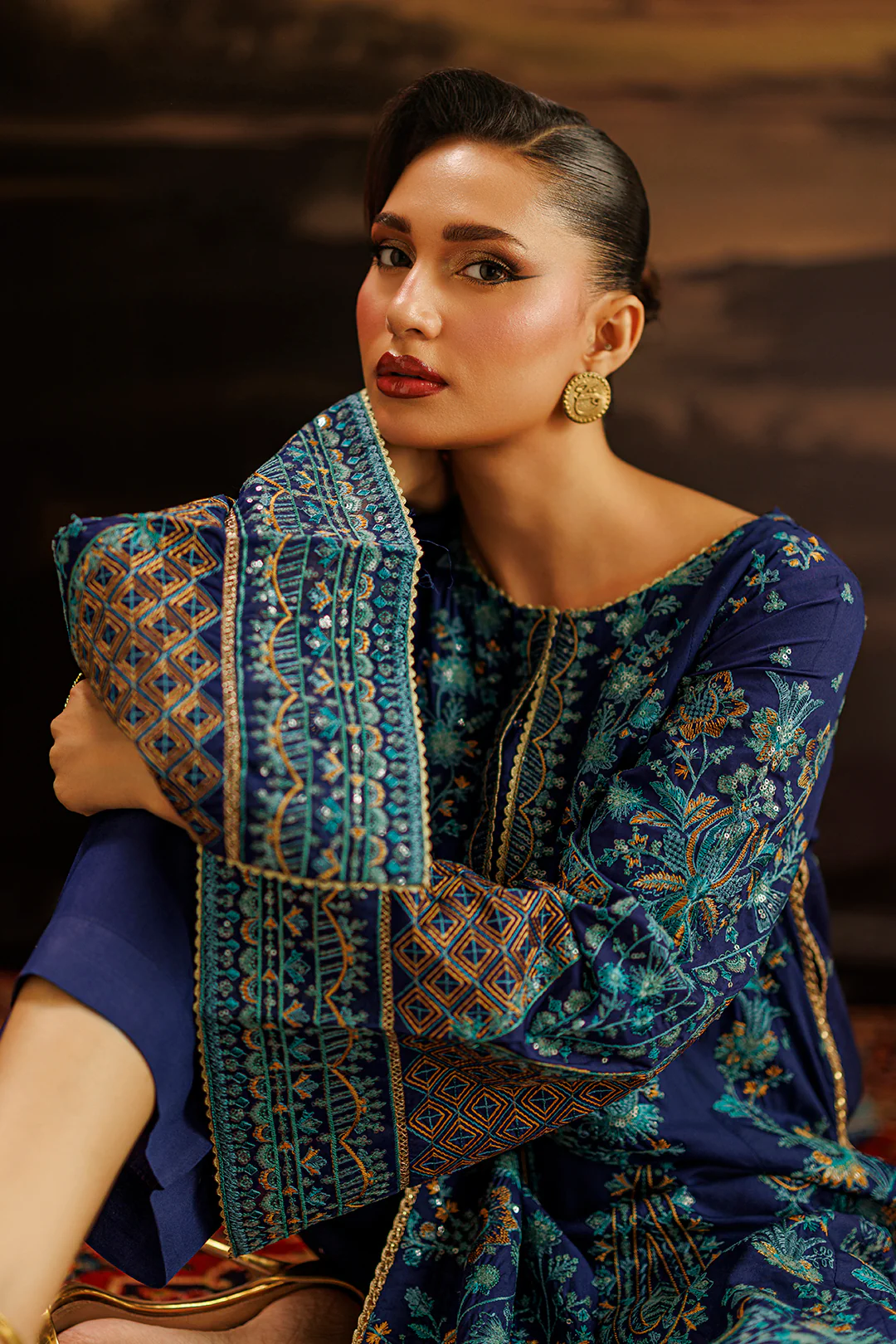 Embroidered Kurta Dupatta Trouser - 0764 - Image 6