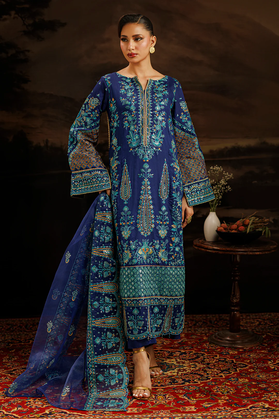 Embroidered Kurta Dupatta Trouser - 0764 - Image 8