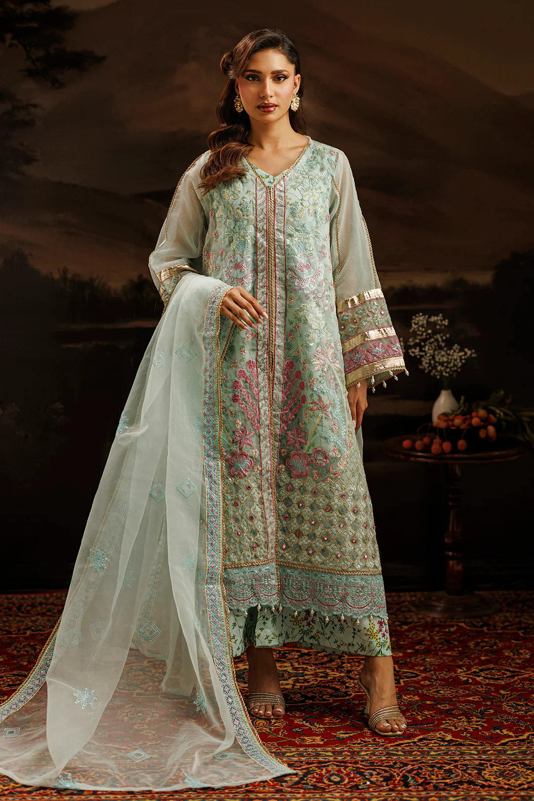Embroidered Kurta Dupatta Trouser - 0771 - Image 12