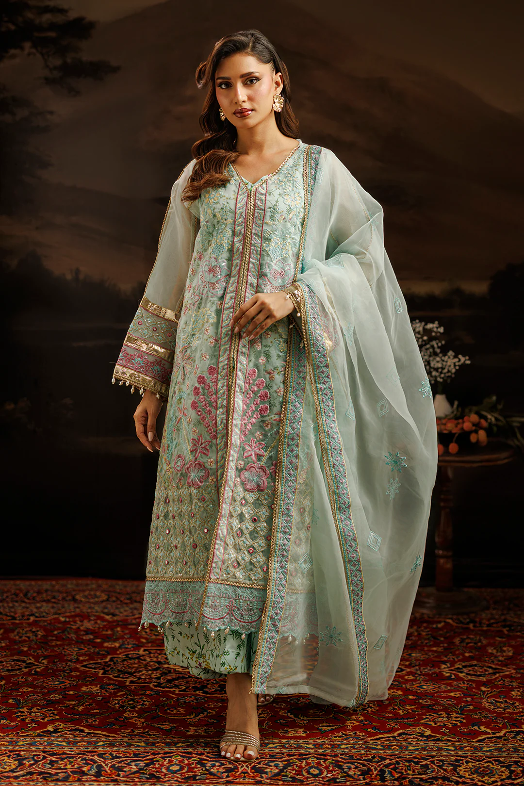 Embroidered Kurta Dupatta Trouser - 0771 - Image 13
