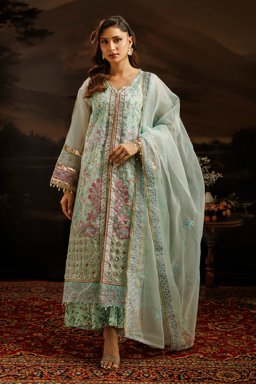 Embroidered Kurta Dupatta Trouser - 0771 - Image 3