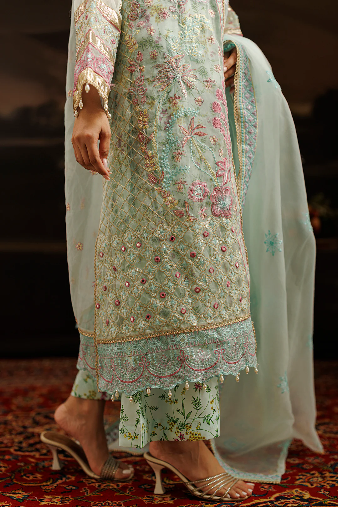 Embroidered Kurta Dupatta Trouser - 0771 - Image 8