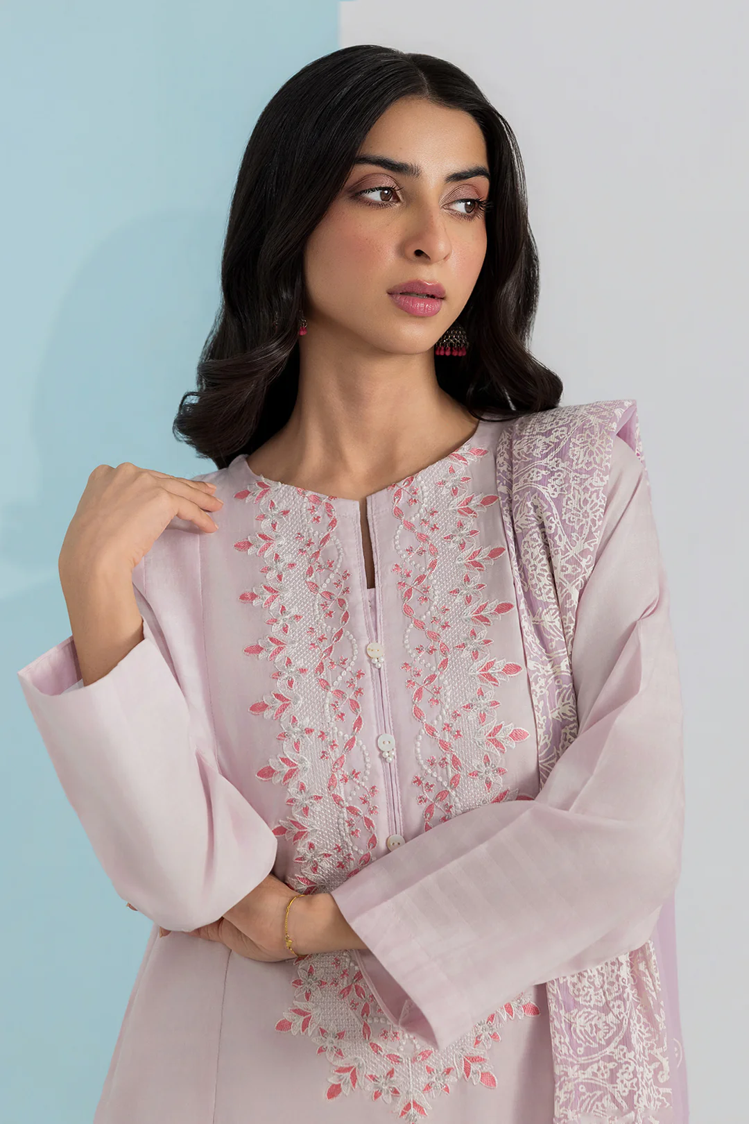 Embroidered Kurta Dupatta Trouser - 0989 - Image 4