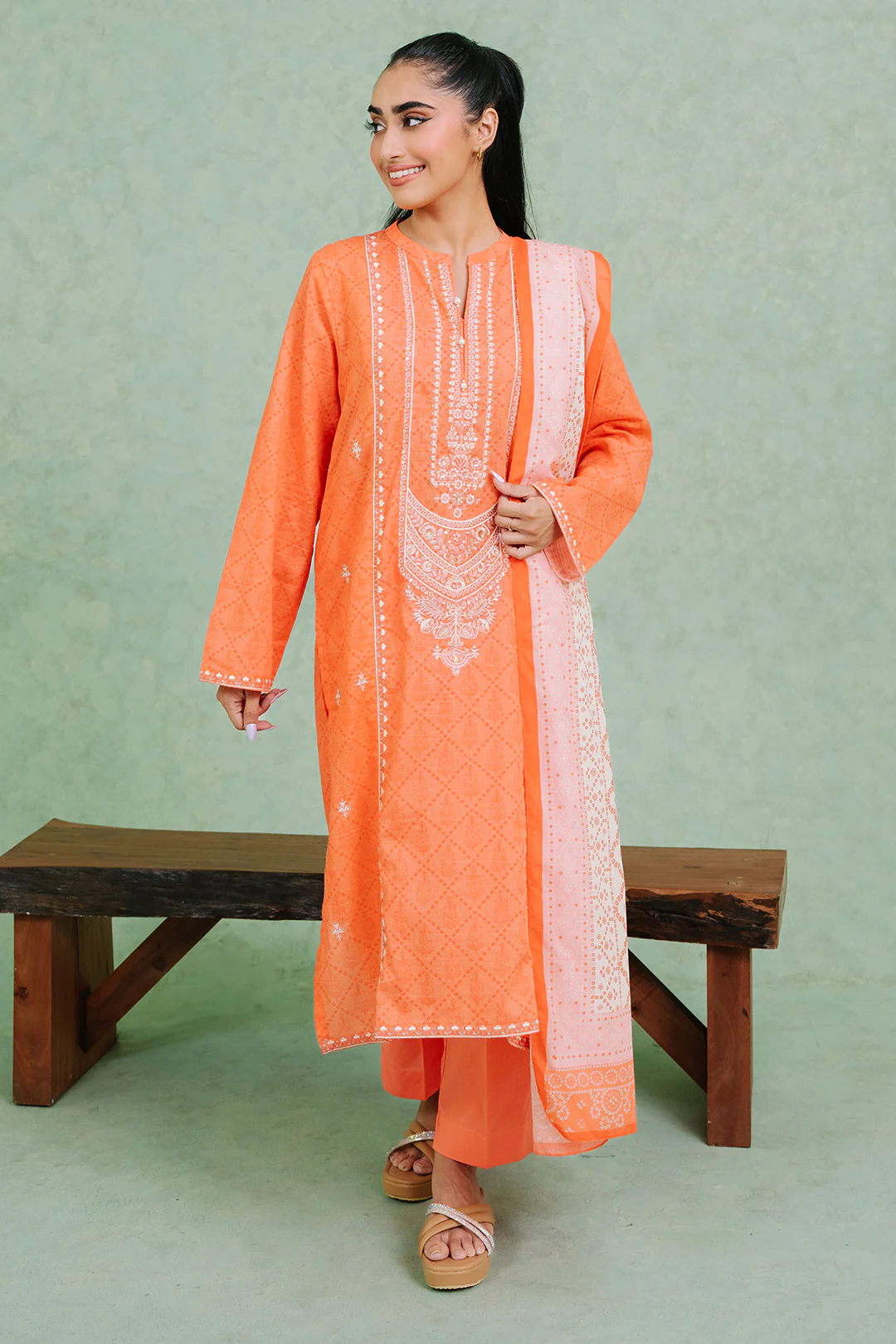 Embroidered  Kurta Dupatta Trouser - 1519 - Image 2