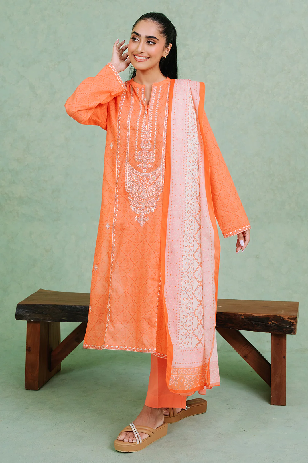 Embroidered  Kurta Dupatta Trouser - 1519 - Image 7