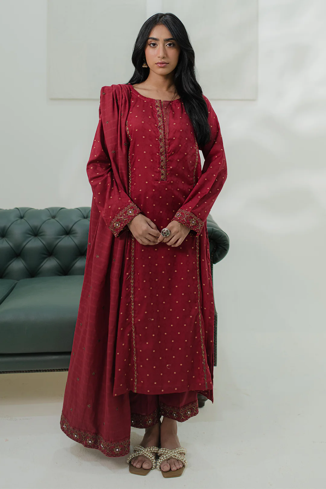 Embroidered  Kurta Dupatta Trouser - 1776 - Image 2