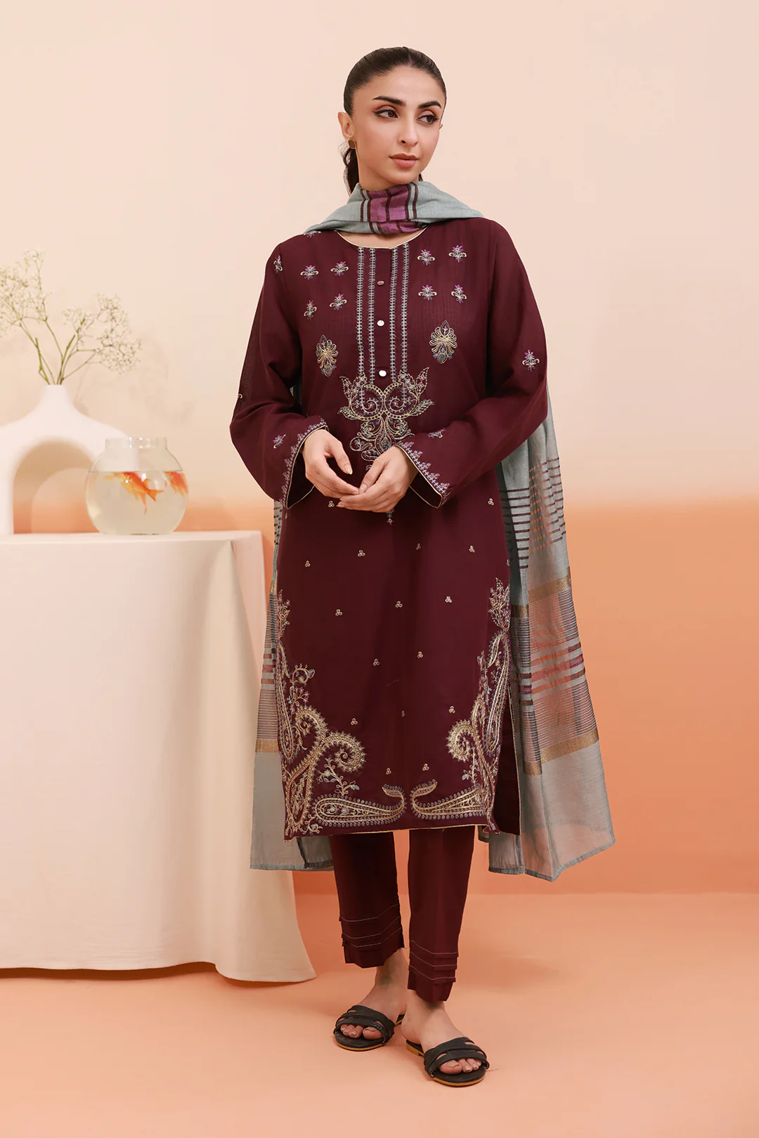 Embroidered Kurta Dupatta Trouser - 1781