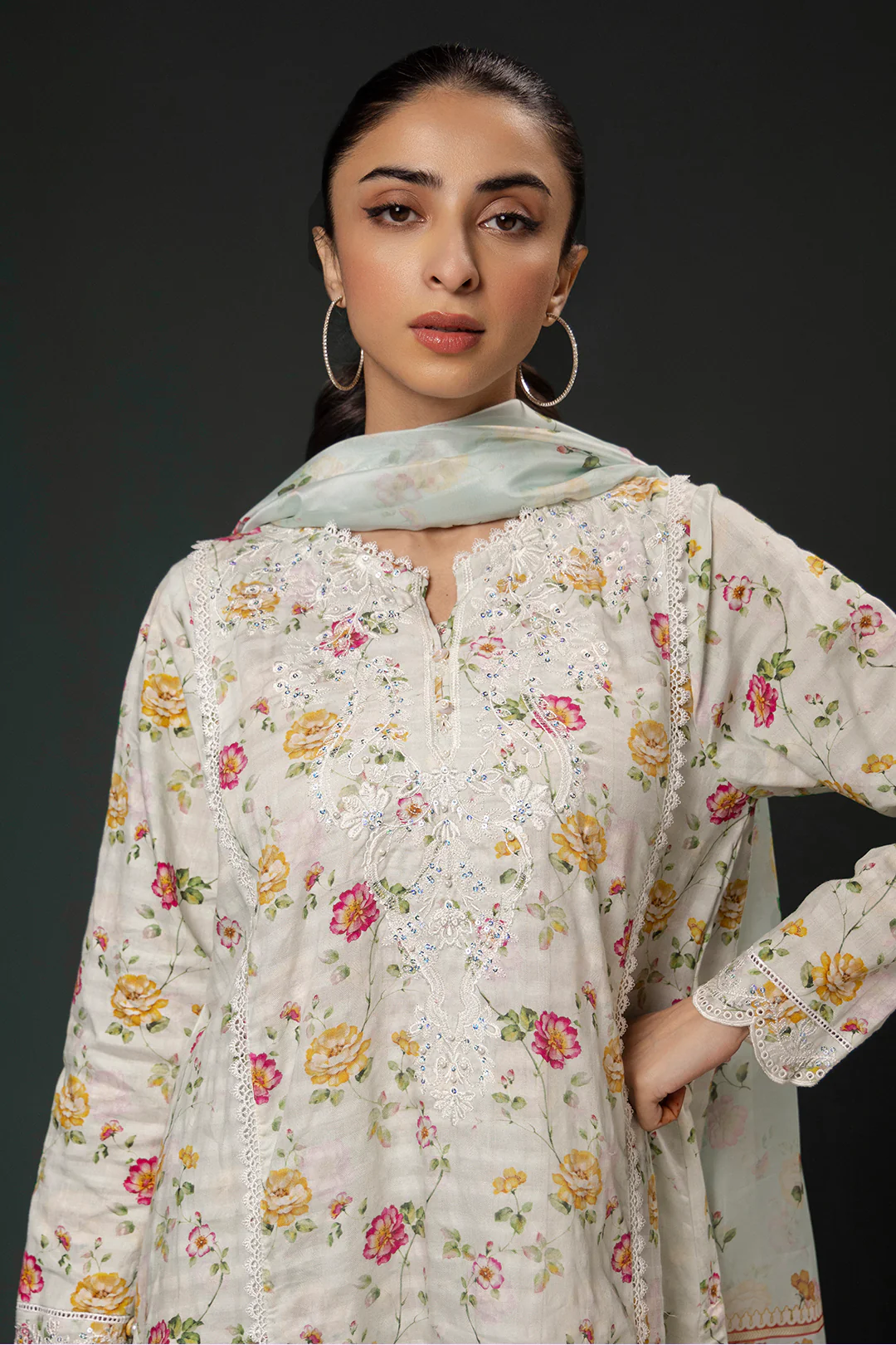 Embroidered Kurta Dupatta Trouser - 1785 - Image 3