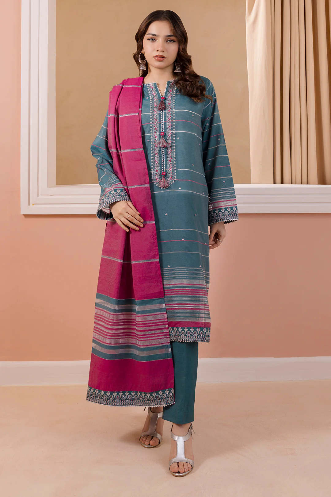 Embroidered Kurta Dupatta Trouser - 1791