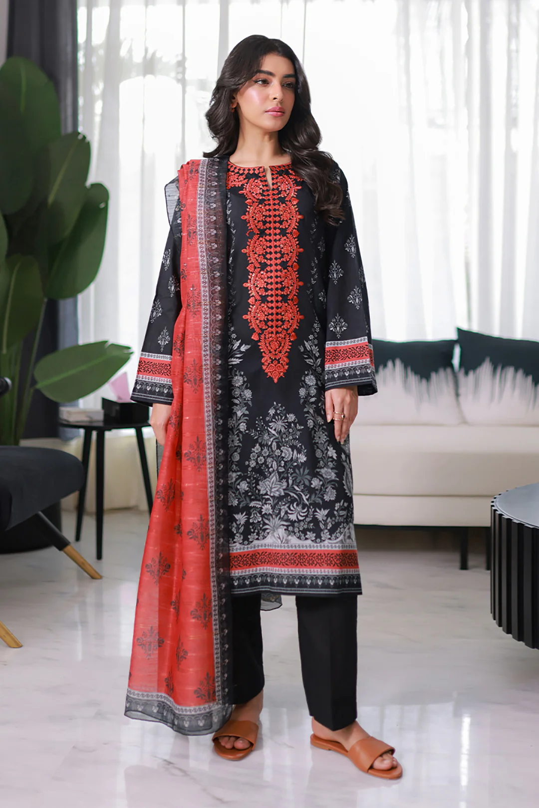 Embroidered Kurta Dupatta Trouser - 1966 - Image 2
