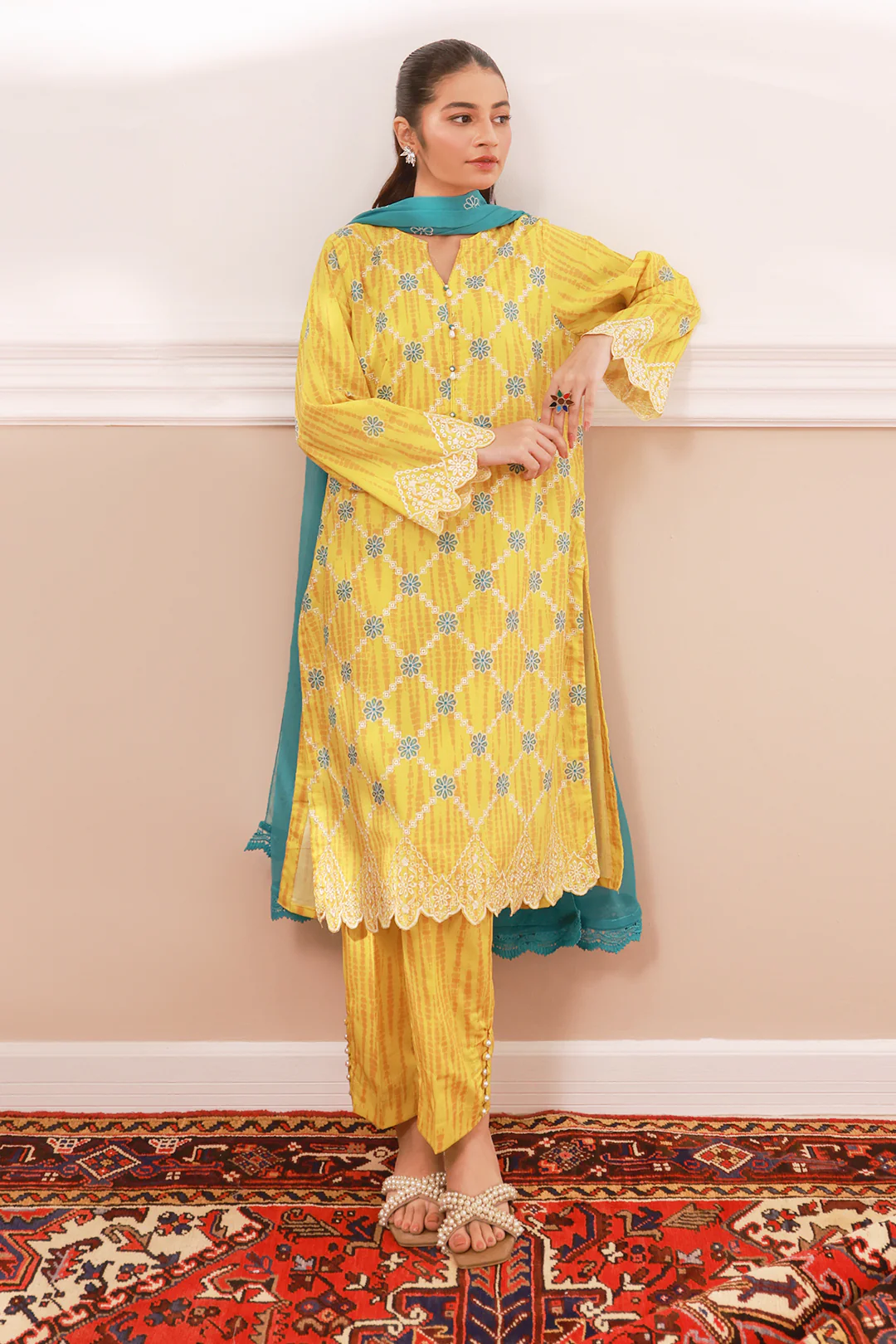 Embroidered Kurta Dupatta Trouser - 2133 - Image 3
