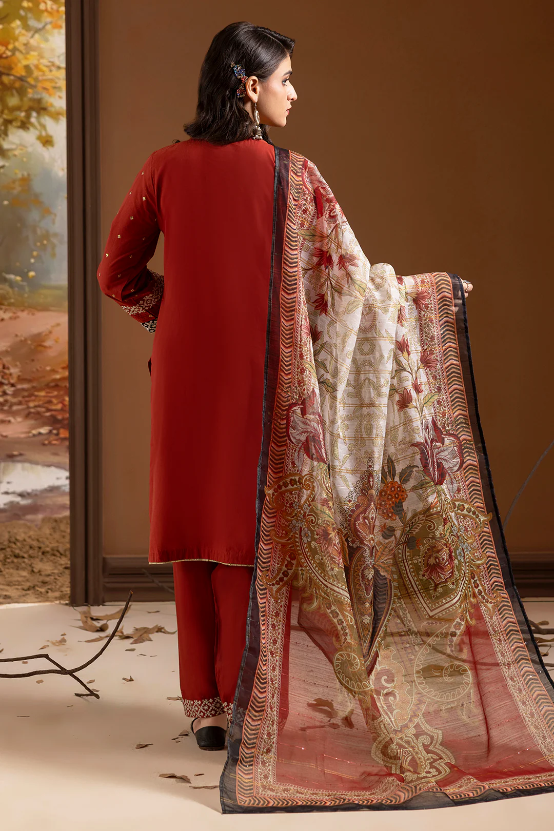 Embroidered Kurta Dupatta Trouser - 2136 - Image 11