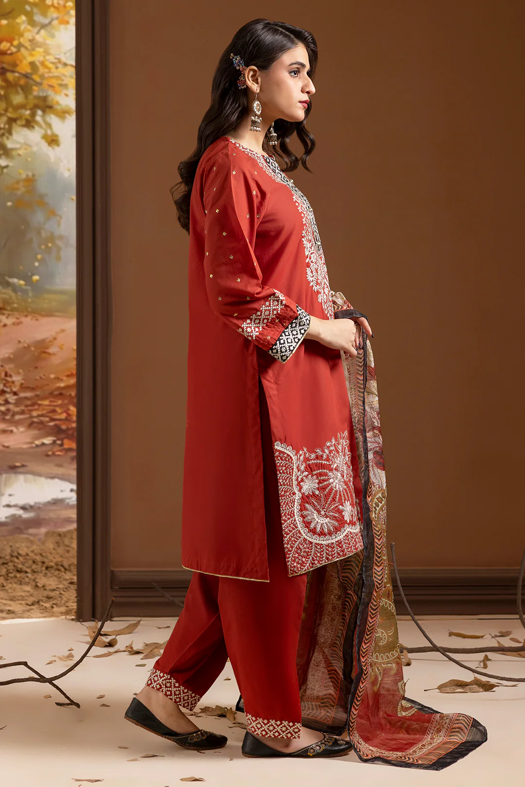 Embroidered Kurta Dupatta Trouser - 2136 - Image 12