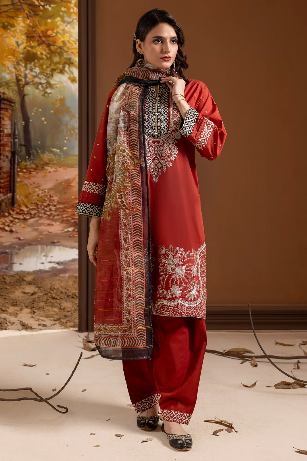 Embroidered Kurta Dupatta Trouser - 2136 - Image 5