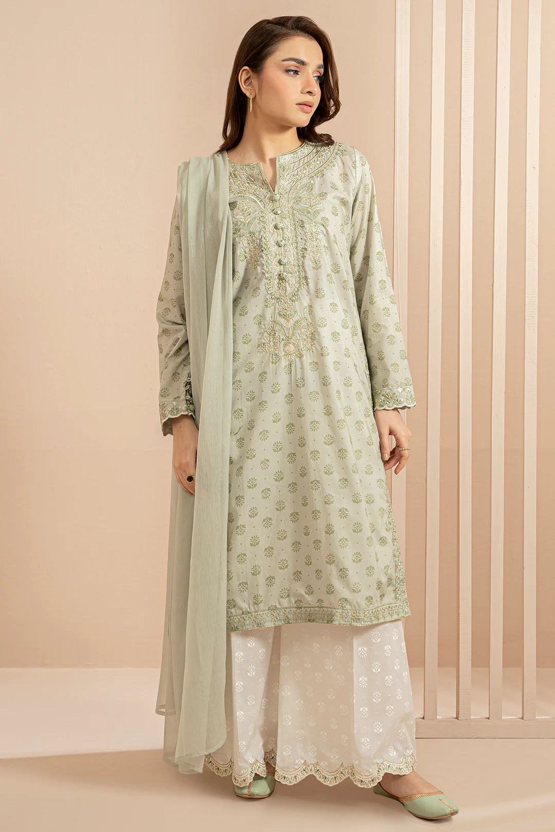 Embroidered Kurta Dupatta Trouser - 2137 - Image 7