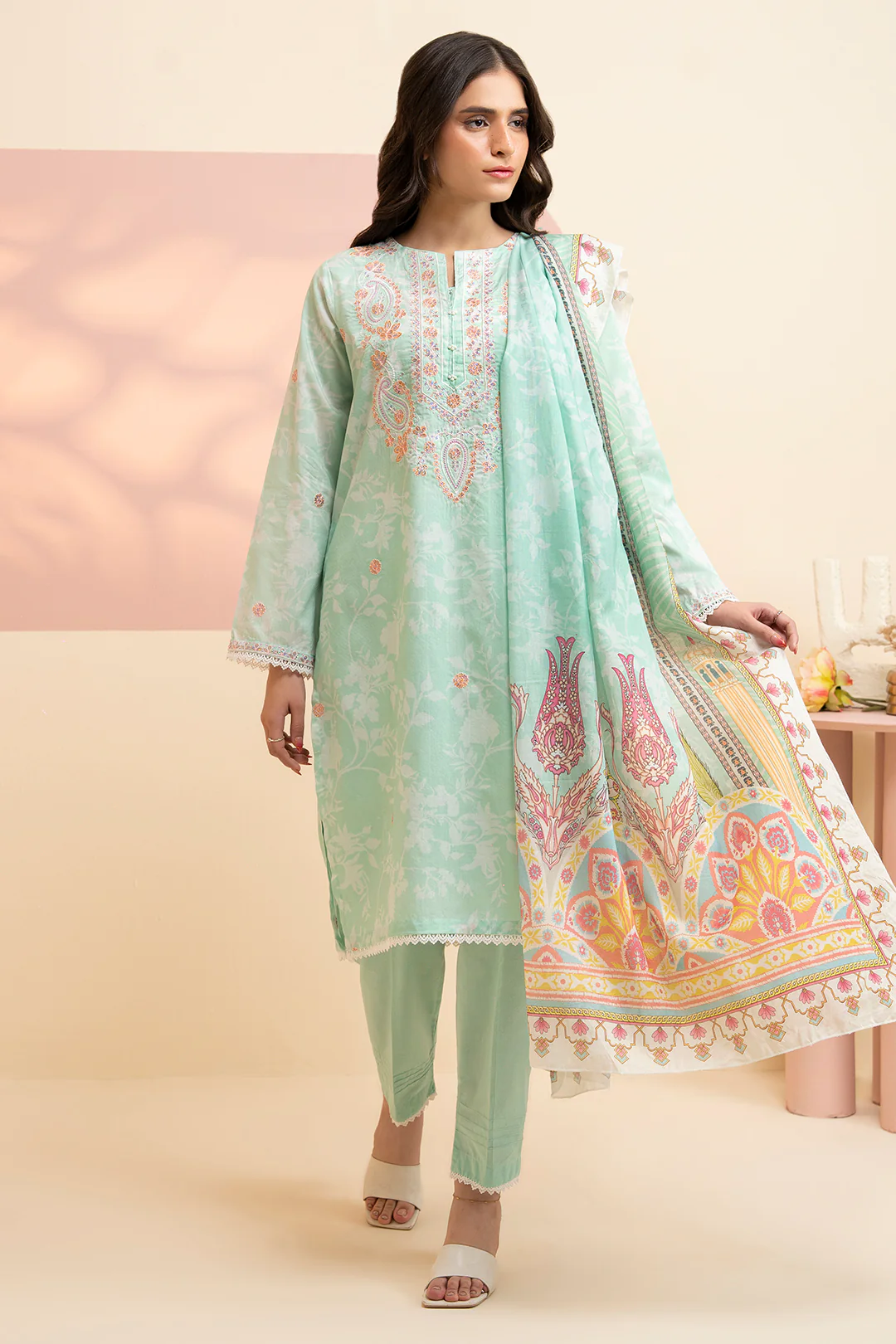 Embroidered Kurta Dupatta Trouser - 1455 - Image 3