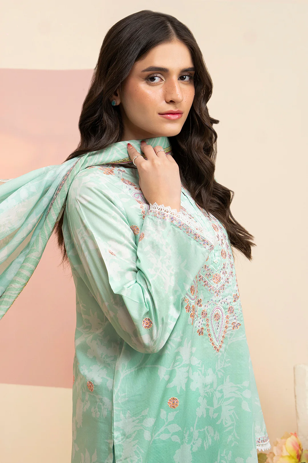 Embroidered Kurta Dupatta Trouser - 1455 - Image 4
