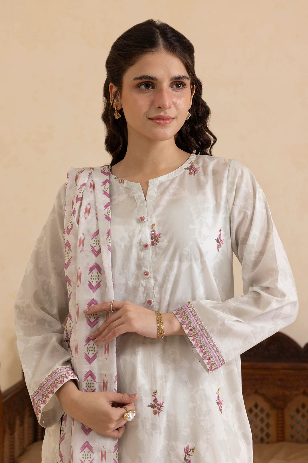 Embroidered Kurta Dupatta Trouser - 1457 - Image 5
