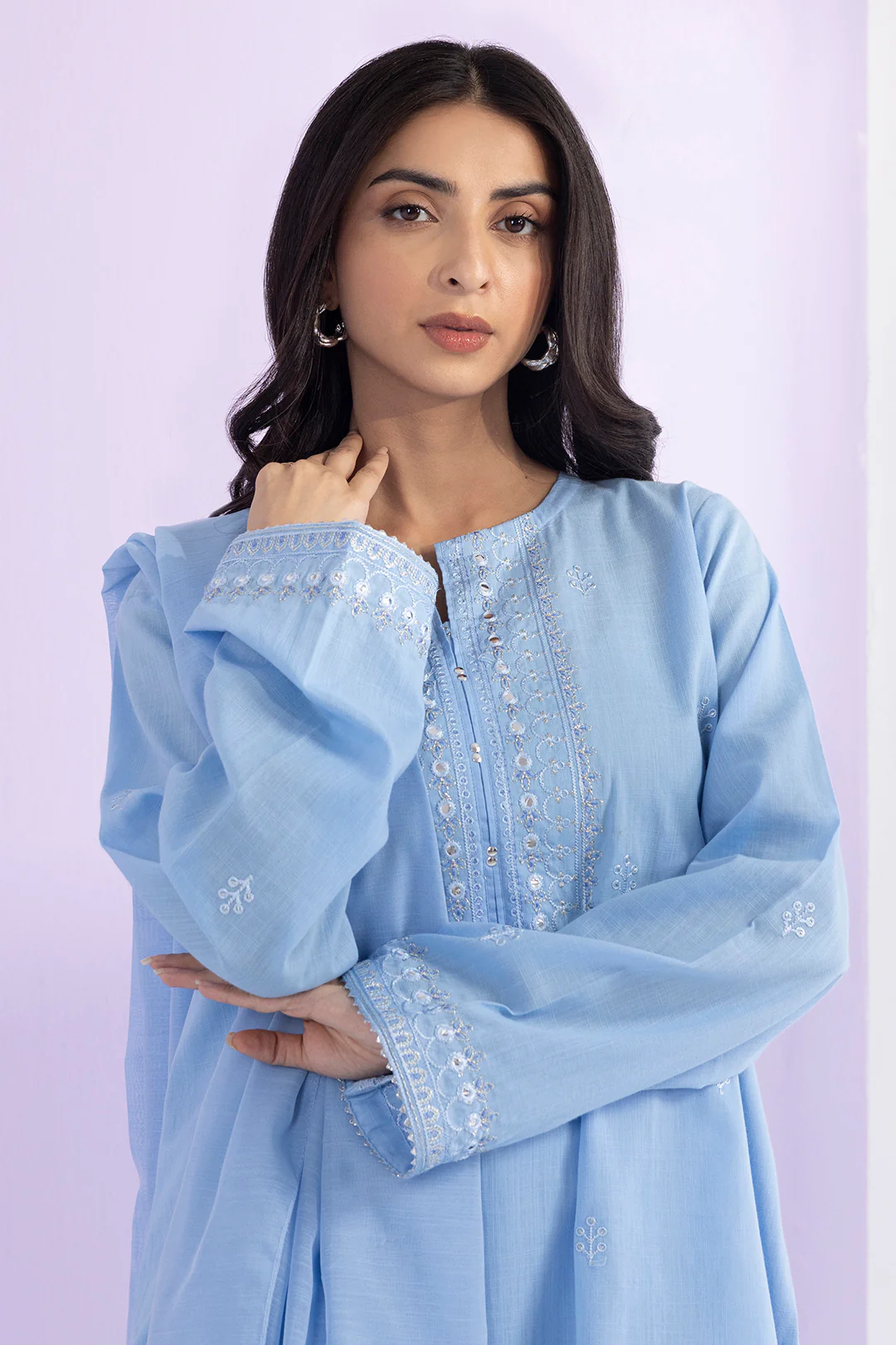 Embroidered Kurta Dupatta Trouser - 1491 - Image 11