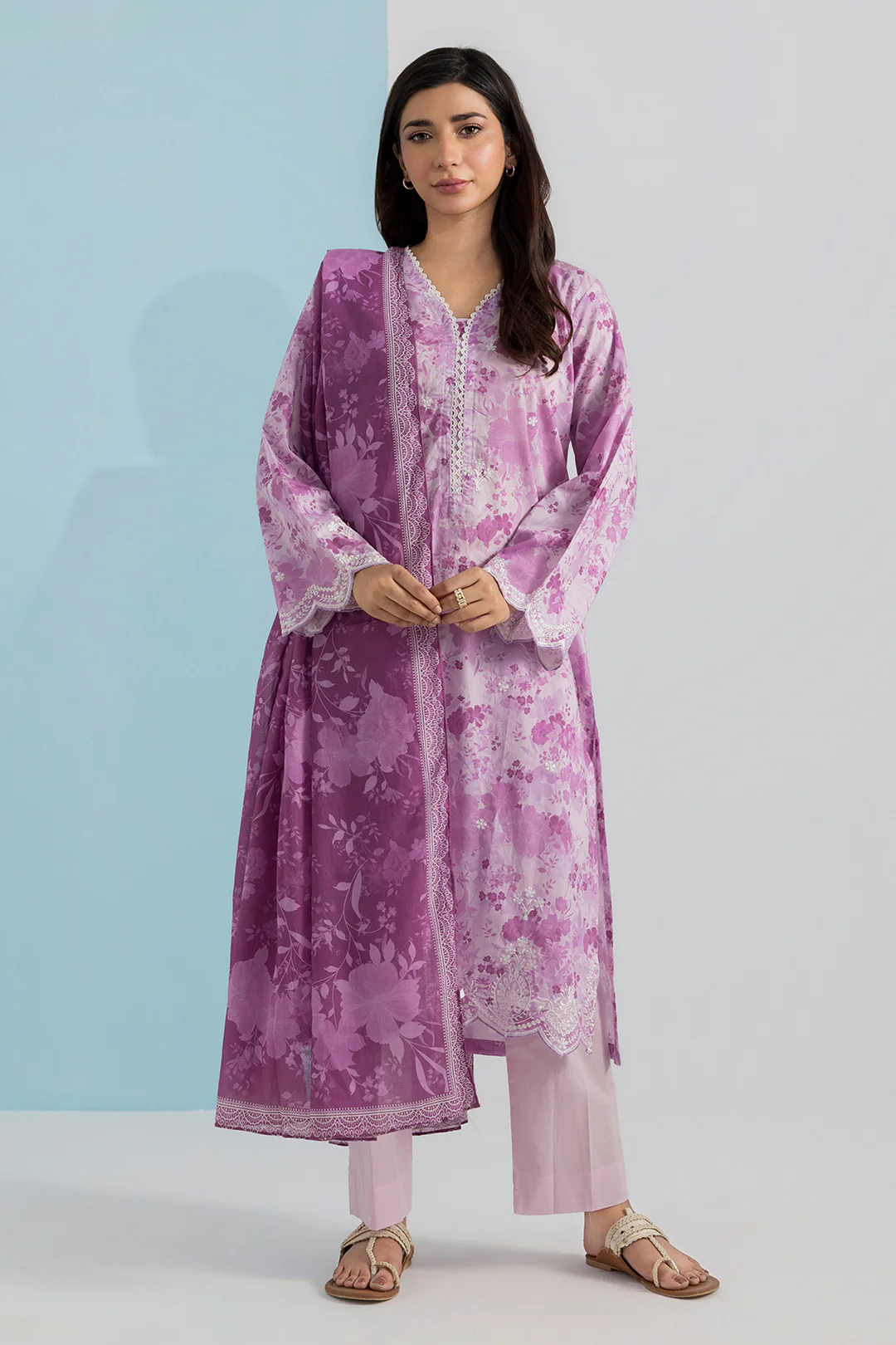 Embroidered Kurta Dupatta Trouser - 1520 - Image 3