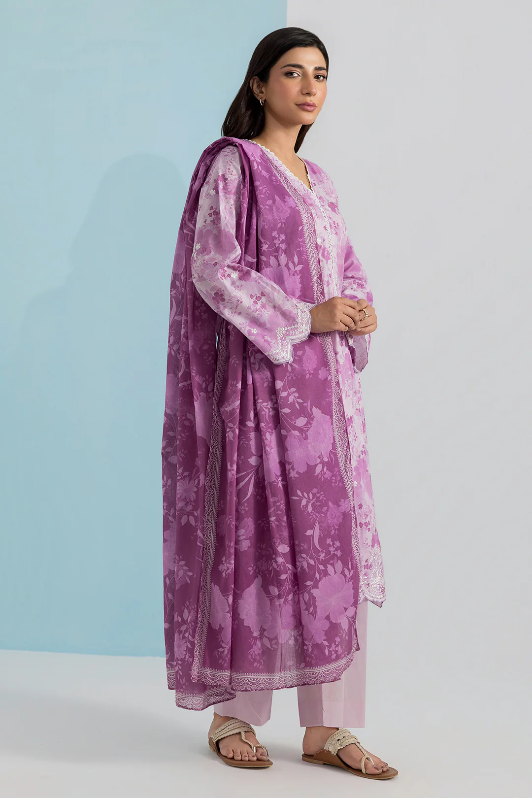 Embroidered Kurta Dupatta Trouser - 1520 - Image 5