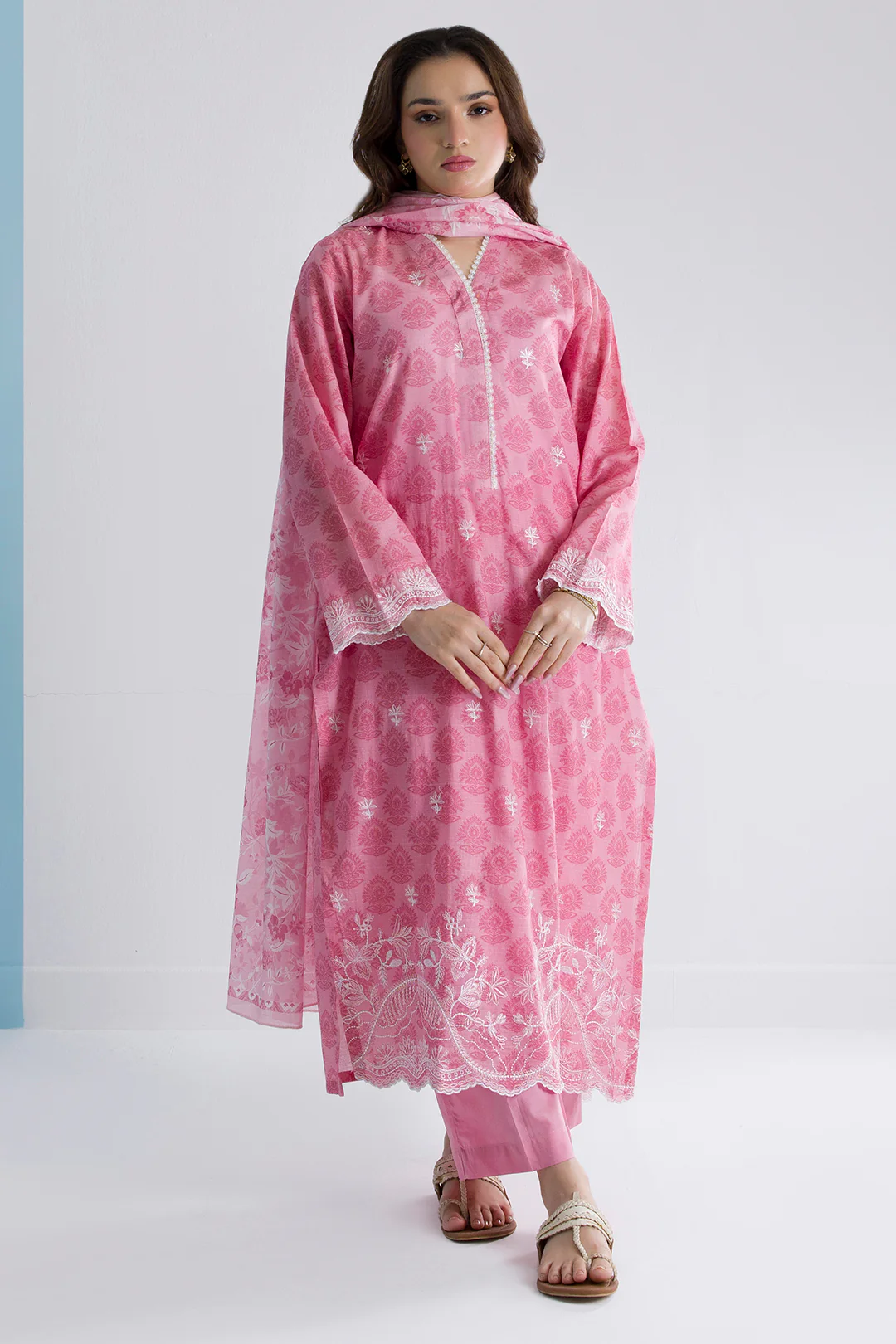Embroidered Kurta Dupatta Trouser - 1580 - Image 5