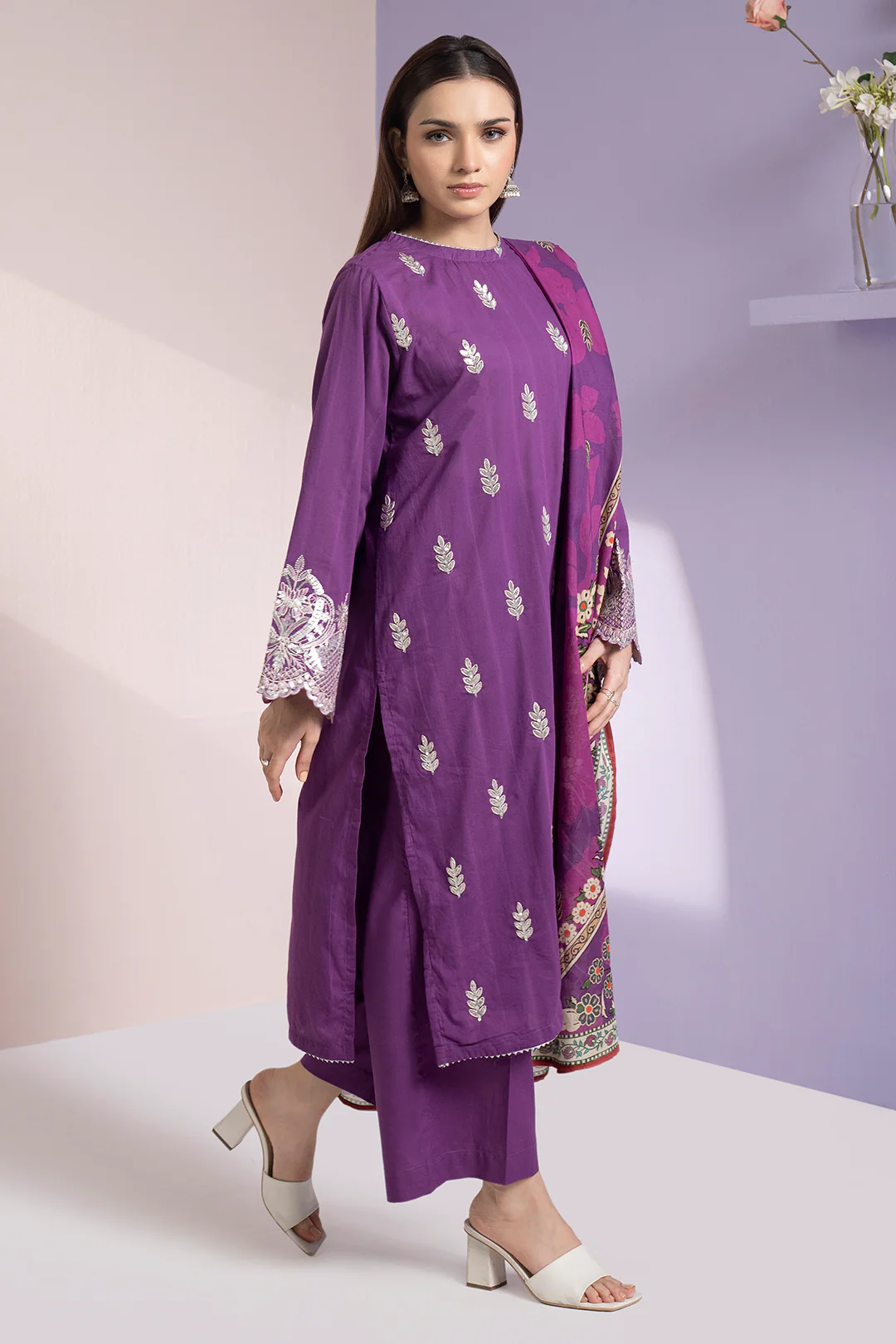 Embroidered Kurta Dupatta Trouser - 1581